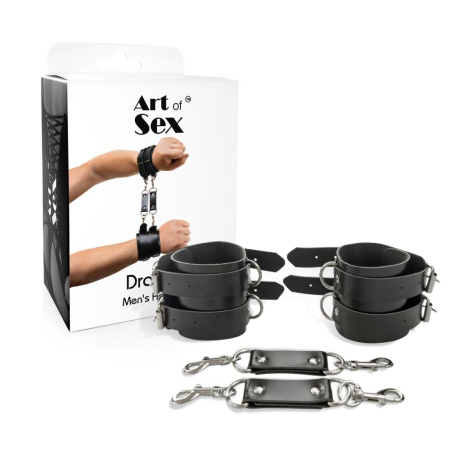 Наручники мужские Art of Sex - Handcuffs Dragons man из экокожи, цвет черный || Наручники чоловічі Art of Sex - Handcuffs Dragons man з екошкіри, колір чорний