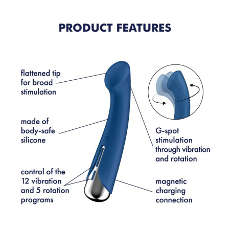 Вибратор с ротацией Satisfyer Spinning G-Spot 1 Blue, плоская площадка для стимуляции точки G || Вібратор з ротацією Satisfyer Spinning G-Spot 1 Blue, плоский майданчик для стимуляції точки G
