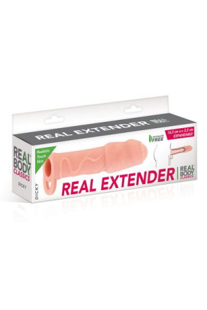 Насадка на член Real Body - Real Extender DICKY с закрытой головкой и кольцом для мошонки || Насадка на член Real Body — Real Extender DICKY із закритою головкою та кільцем для мошонки