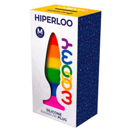 Силиконовая анальная пробка Wooomy Hiperloo Silicone Rainbow Plug M, диаметр 2,9 см, длина 11 см || Силіконова анальна пробка Wooomy Hiperloo Silicone Rainbow Plug M, діаметр 2,9 см, довжина 11 см
