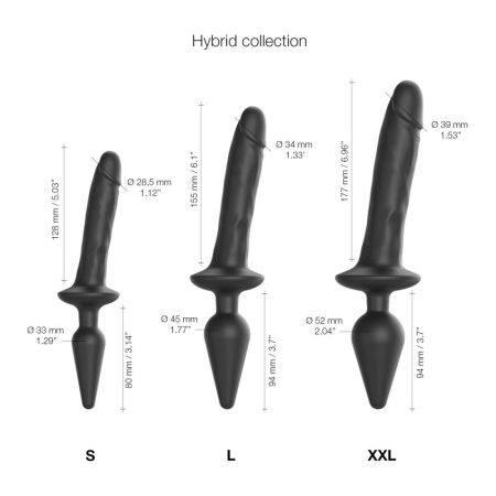 Анальная пробка с дилдо 2в1 Strap-On-Me SWITCH PLUG-IN REALISTIC DILDO Black L, диаметр 4,5/3,4 см || Анальна пробка з дилдо 2в1 Strap-On-Me SWITCH PLUG-IN REALISTIC DILDO Black L, діаметр 4,5/3,4 см