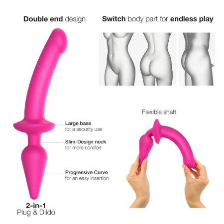 Анальная пробка с дилдо 2в1 Strap-On-Me SWITCH PLUG-IN DILDO Fuchsia L, диаметр 4,5/3,4 см || Анальна пробка з дилдо 2в1 Strap-On-Me SWITCH PLUG-IN DILDO Fuchsia L, діаметр 4,5/3,4 см
