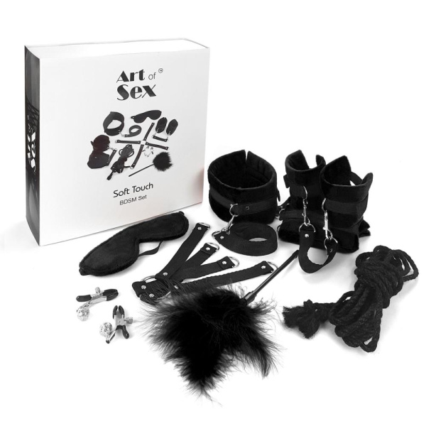 БДСМ-набор Art of Sex – Soft Touch BDSM Set, черный, 9 предметов