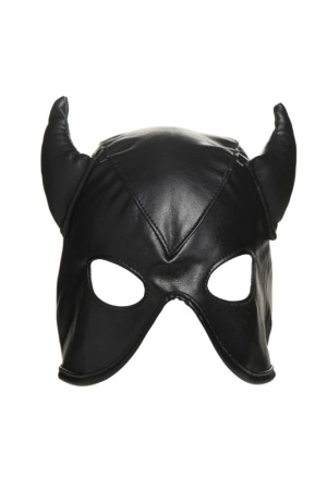 Маска с рогами Master Series: Dungeon Demon Bondage Mask with Horns, черная || Маска з рогами Master Series: Dungeon Demon Bondage Mask with Horns, чорна