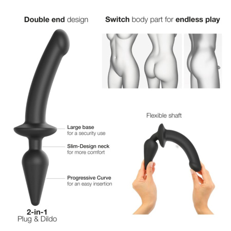 Анальная пробка с дилдо 2в1 Strap-On-Me SWITCH PLUG-IN DILDO Black S, диаметр 3,3/2,9 см || Анальна пробка з дилдо 2в1 Strap-On-Me SWITCH PLUG-IN DILDO Black S, діаметр 3,3/2,9 см