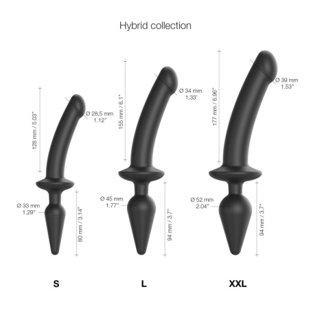 Анальная пробка с дилдо 2в1 Strap-On-Me SWITCH PLUG-IN DILDO Black XXL, диаметр 5,2/3,9 см || Анальна пробка з дилдо 2в1 Strap-On-Me SWITCH PLUG-IN DILDO Black XXL, діаметр 5,2/3,9 см